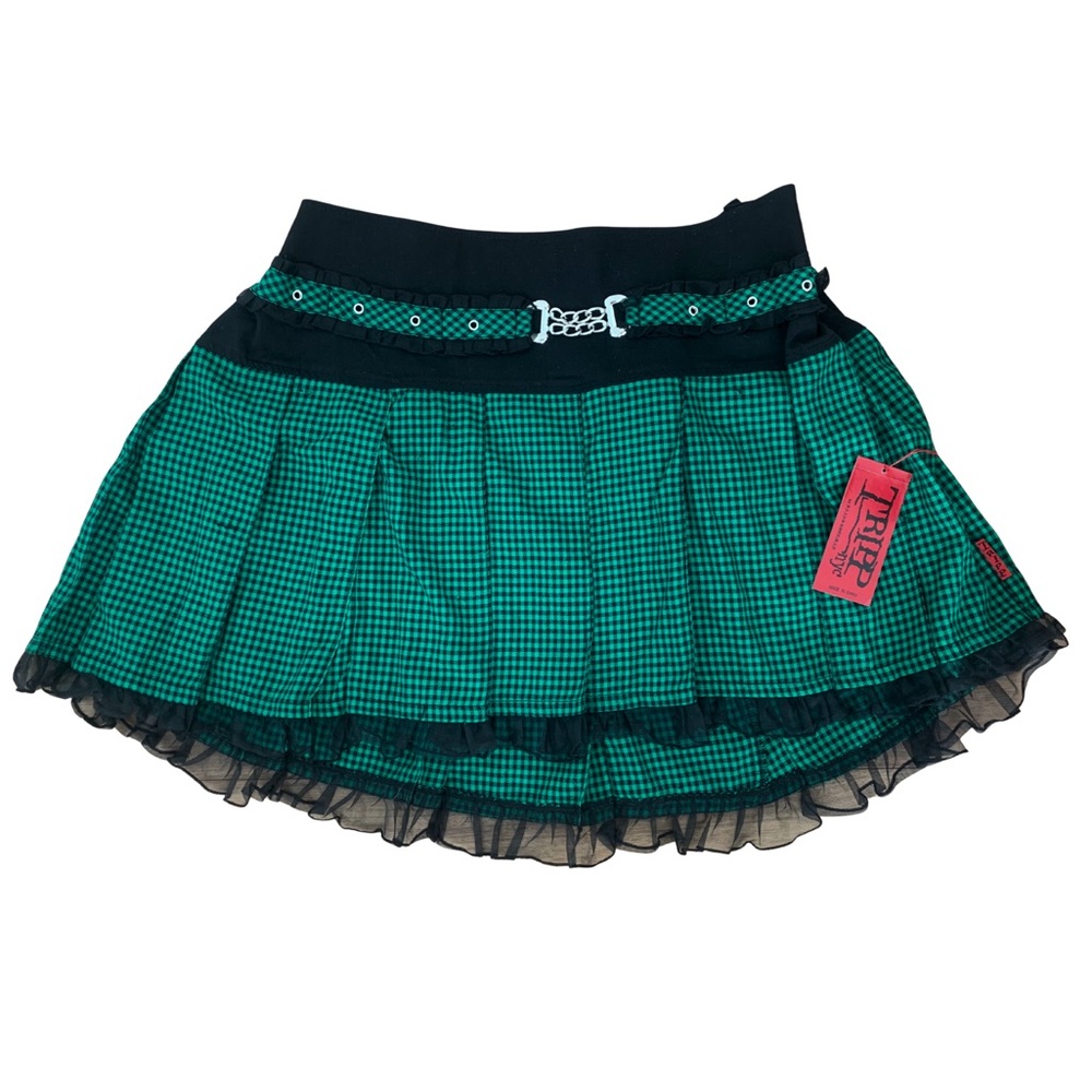 Tripp NYC Green Plaid Mini Skirt Women's Size 26 PLUS New w/ Tags